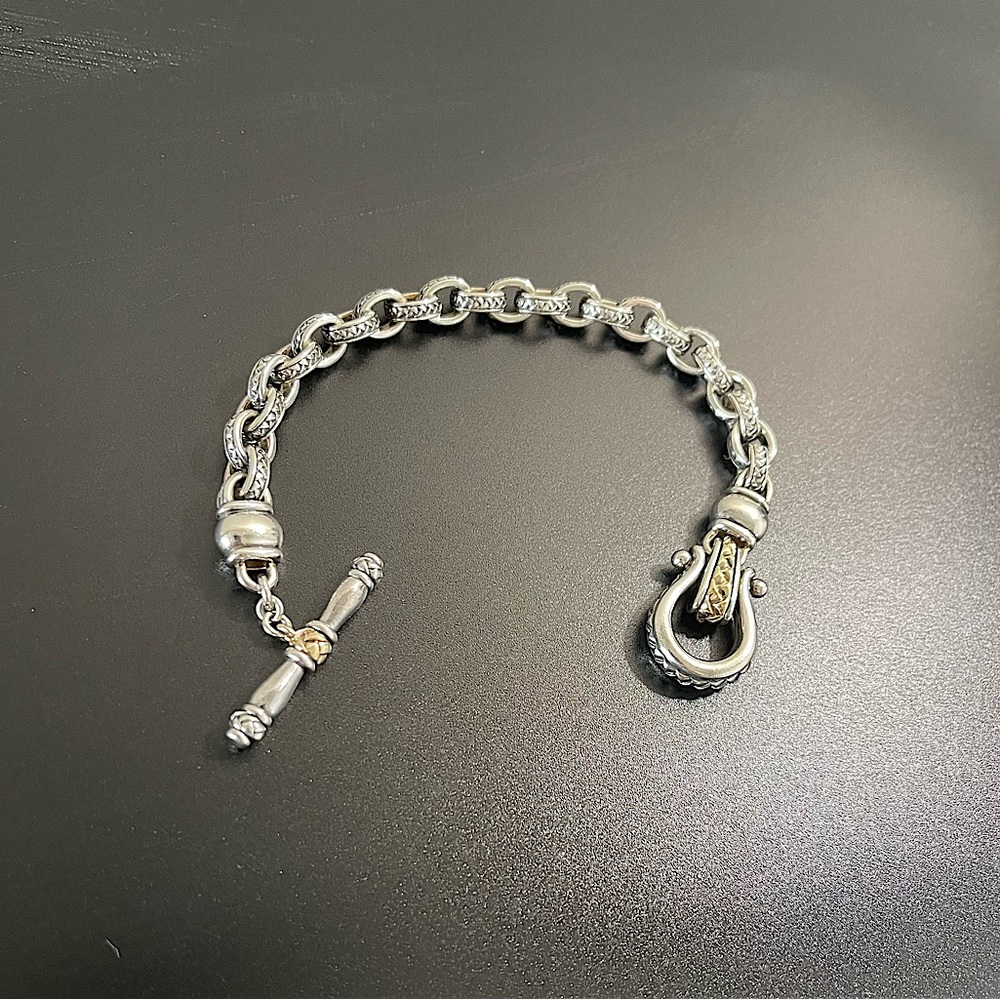 Scott Kay “The Daphne” signed Sterling Silver & Gold Bracelet